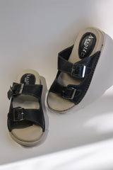 Papuci piele naturala Lucida neagra