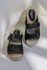 Papuci piele naturala Lucida neagra