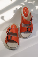 Papuci piele naturala Lucida orange