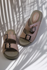 Pink Lucida genuine leather slippers