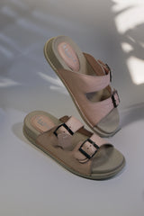 Pink Lucida genuine leather slippers