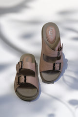 Pink Lucida genuine leather slippers