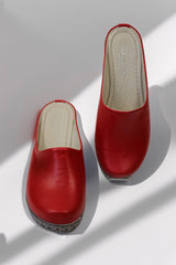 Saboti cu platforma piele naturala Luminis Rosu