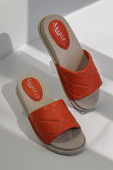Marbella Orange genuine leather slippers