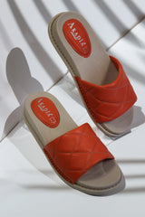 Marbella Orange genuine leather slippers