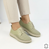 Pantofi casual damă din piele naturală verde avocado