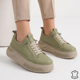 Pantofi casual damă piele naturală verde avocado