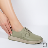Pantofi casual damă piele naturală verde avocado Colin