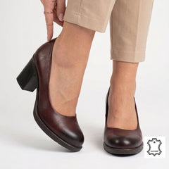 Pantofi cu toc piele naturala Istanbul Bordo