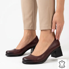 Pantofi cu toc piele naturala Clarion Bordo