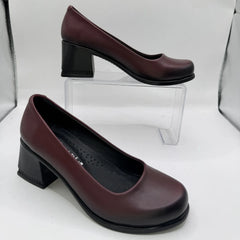 Pantofi cu toc piele naturala Clarion Bordo