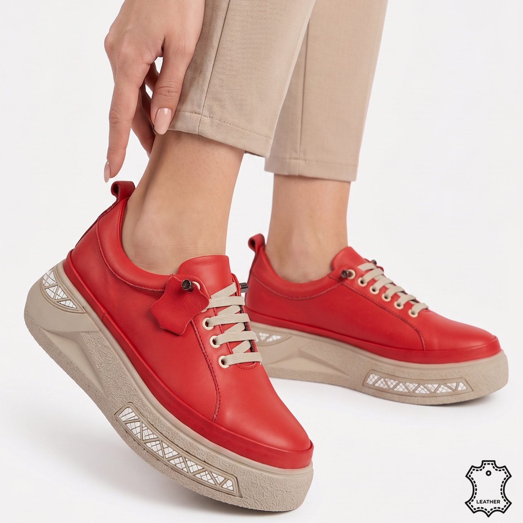 Pantofi de damă roșii cu design ergonomic