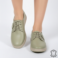 Pantofi din piele moale nuanță verde avocado
