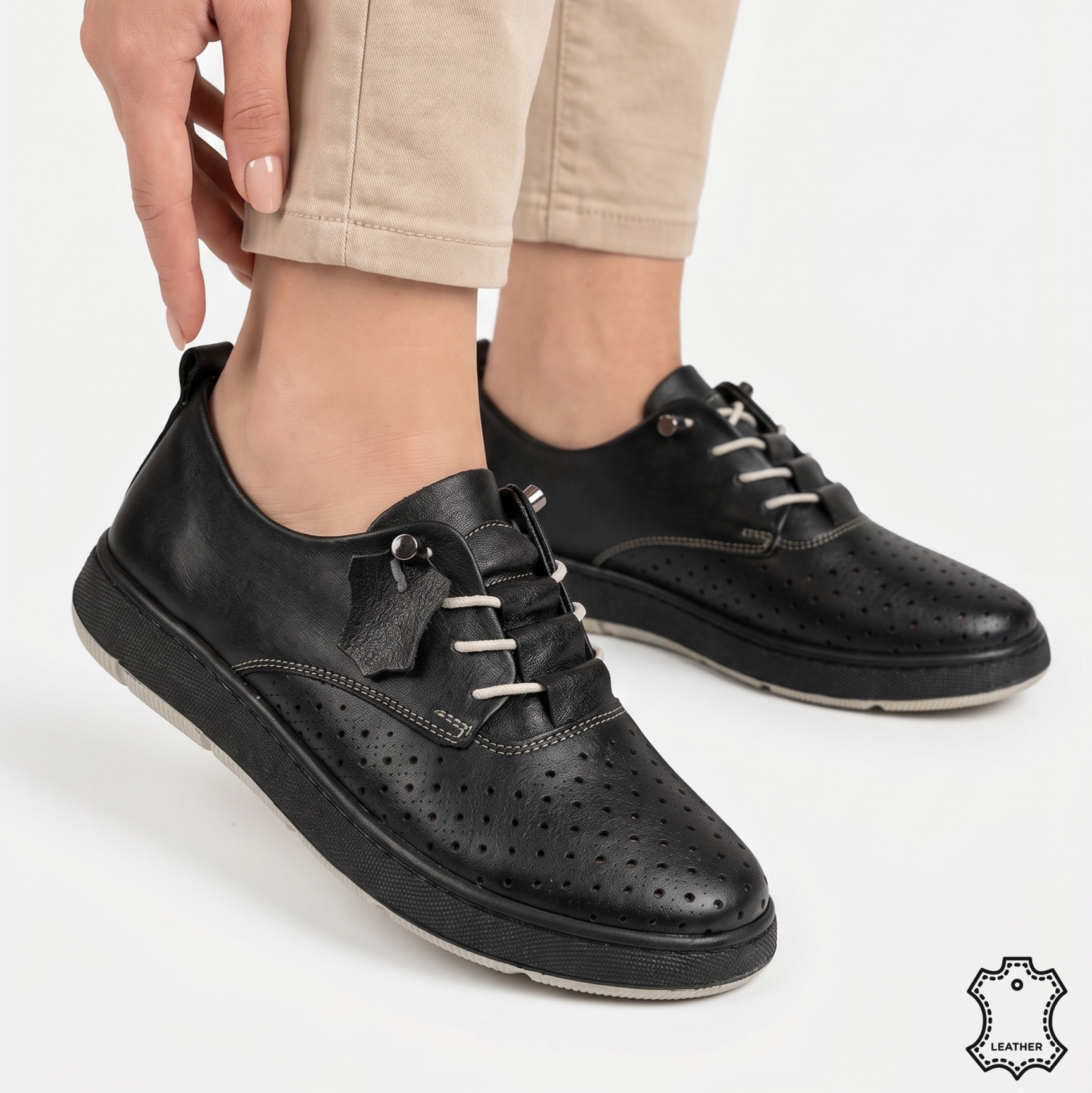 Pantofi negri casual damă piele naturală Galați