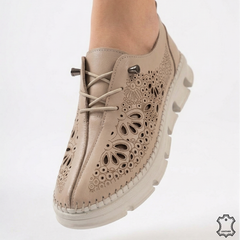 Pantofi office bej din piele moale premium
