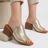 Viva Gold genuine leather heeled sandals
