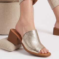 Papuci piele naturala Viva Gold