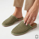 Papuci verzi avocado piele naturală perforată