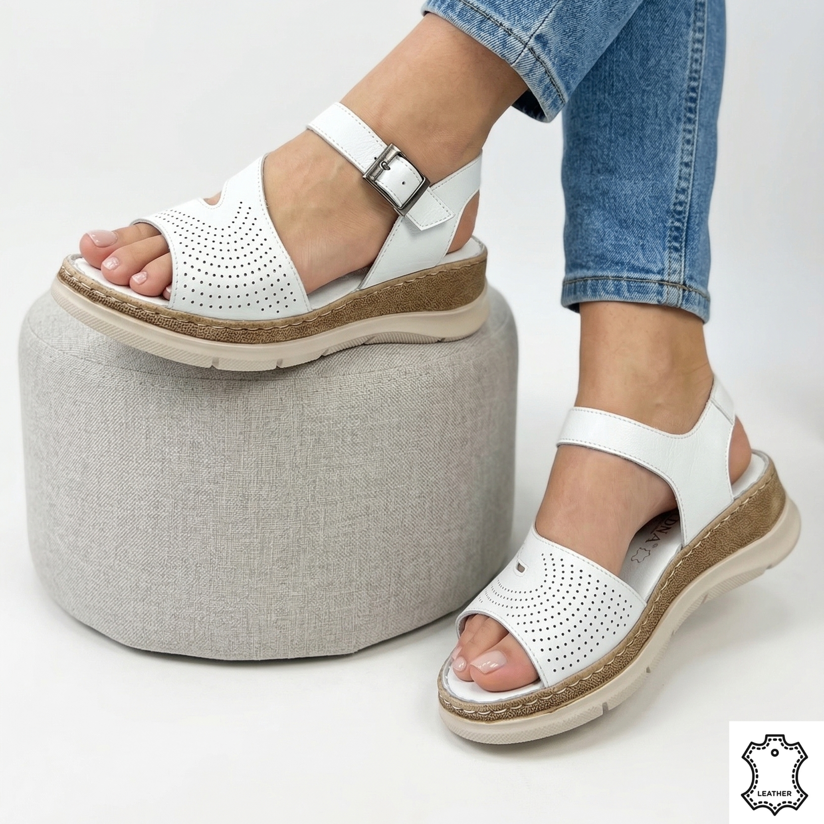 Sandale casual albe pentru femei
