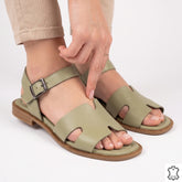 Sandale damă verde avocado piele naturală