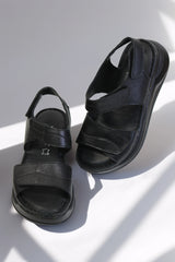 Women's sandals with straps, natural leather, Sienna, Navy blue