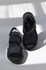 Women's sandals with straps, natural leather, Sienna Black