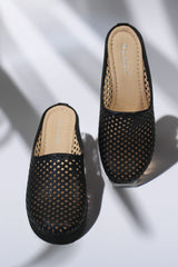 Solara Black genuine leather platform clogs