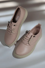 Pantofi casual dama eleganta piele naturala Solaris Roz Pudra