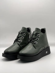 Ghete piele naturala Nuts Green