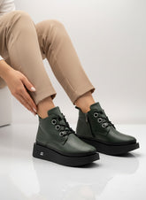 Ghete piele naturala Nuts Green