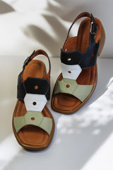 Sandale dama cu toc gros piele naturala Tierra Negru - Avocado