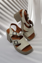 Sandale dama cu toc piele naturala Ventora Bej