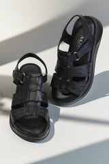 Classic women's sandals in natural leather Vivara navy blue