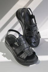 Classic women's sandals in natural leather Vivara navy blue