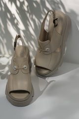 Women's sporty sandals, natural leather, Zephira, beige