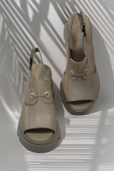 Women's sporty sandals, natural leather, Zephira, beige