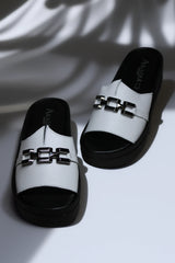 Papuci piele naturala Arden Alb