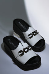 Papuci piele naturala Arden Alb