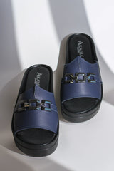 Papuci piele naturala Arden Bleumarin