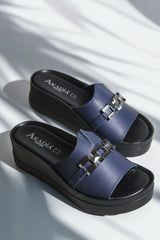 Papuci piele naturala Arden Bleumarin