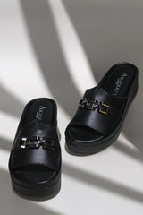 Papuci piele naturala Arden Negru