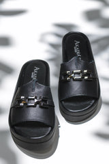 Papuci piele naturala Arden Negru