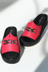 Papuci piele naturala Arden Rosu