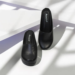 Saboti cu platforma piele naturala Aurelia Negru