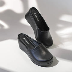 Saboti cu platforma piele naturala Aurelia Negru