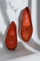 Balerini piele naturala Teresa Orange image 2