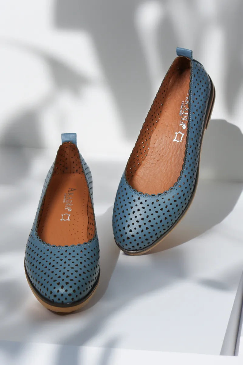 Balerini piele naturala Ediz Albastru image 3