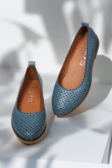 Balerini piele naturala Ediz Albastru image 3