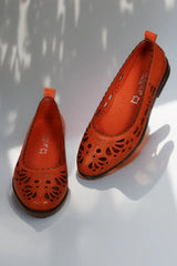 Balerini piele naturala Teresa 2 Orange image 3
