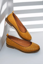 Balerini piele naturala Ediz Galben Mustar image 0